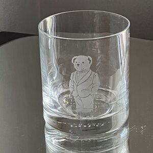 Polo Ralph Lauren Double Old Fashioned Glass Etched Whiskey Bear Classic barware
